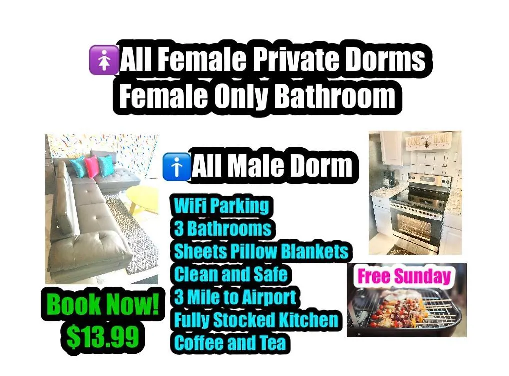 International - Airport - Downtown- Wynwood - Little Havana Women Only - Men Only - No Mix Dorms *
