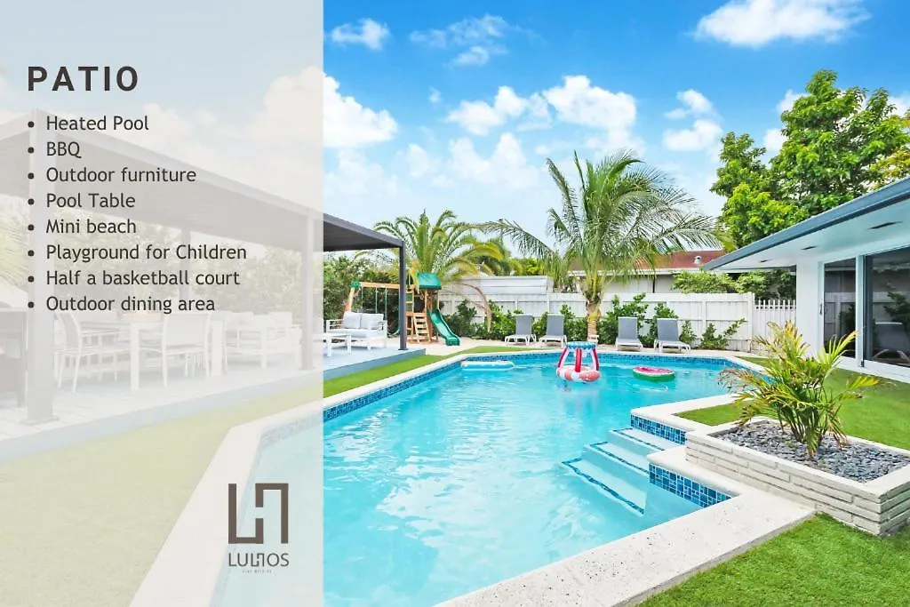 度假居 Stunning 5Br Heated Pool, Beach Access & Games L06 迈阿密
